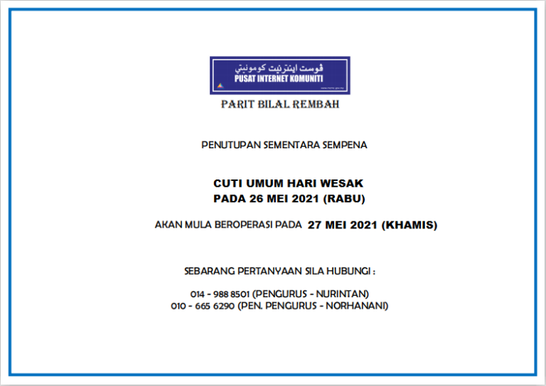 Notis Hari Wesak 2021