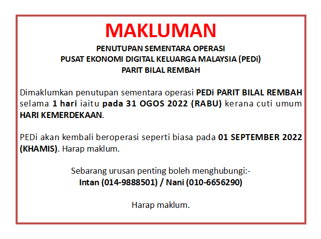 NOTIS HARI KEMERDEKAAN