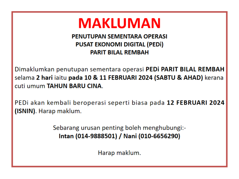 Notis Cuti Tahun Baru Cina 2024